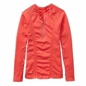 Athleta Cosmic Orange Half Zip Long Sleeve Athletic Tracker Top Gym Workout